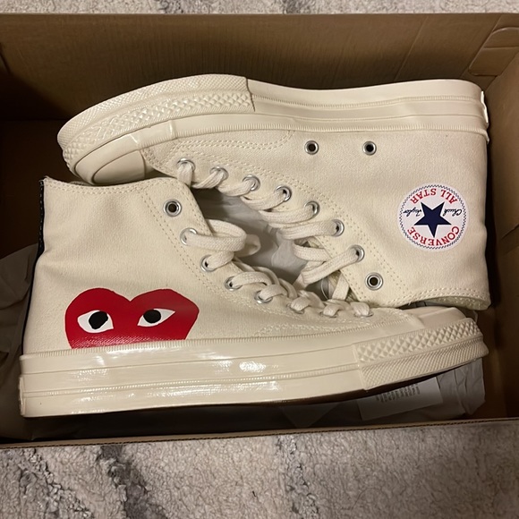Comme des garcons PLAY x Converse Hightops NWT - Picture 6 of 6